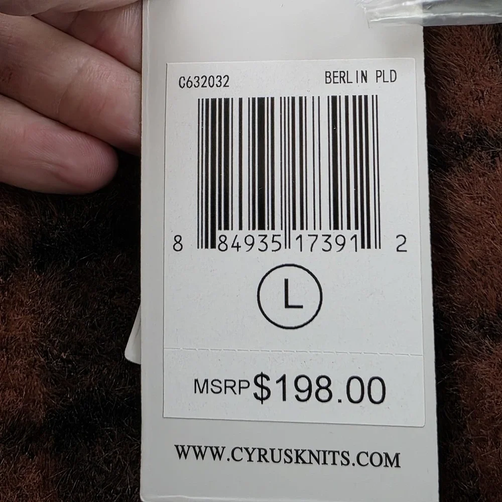 Cyrus Coatigan Womens Large Brown Plaid Knit Long Button Front Classic Cozy Soft